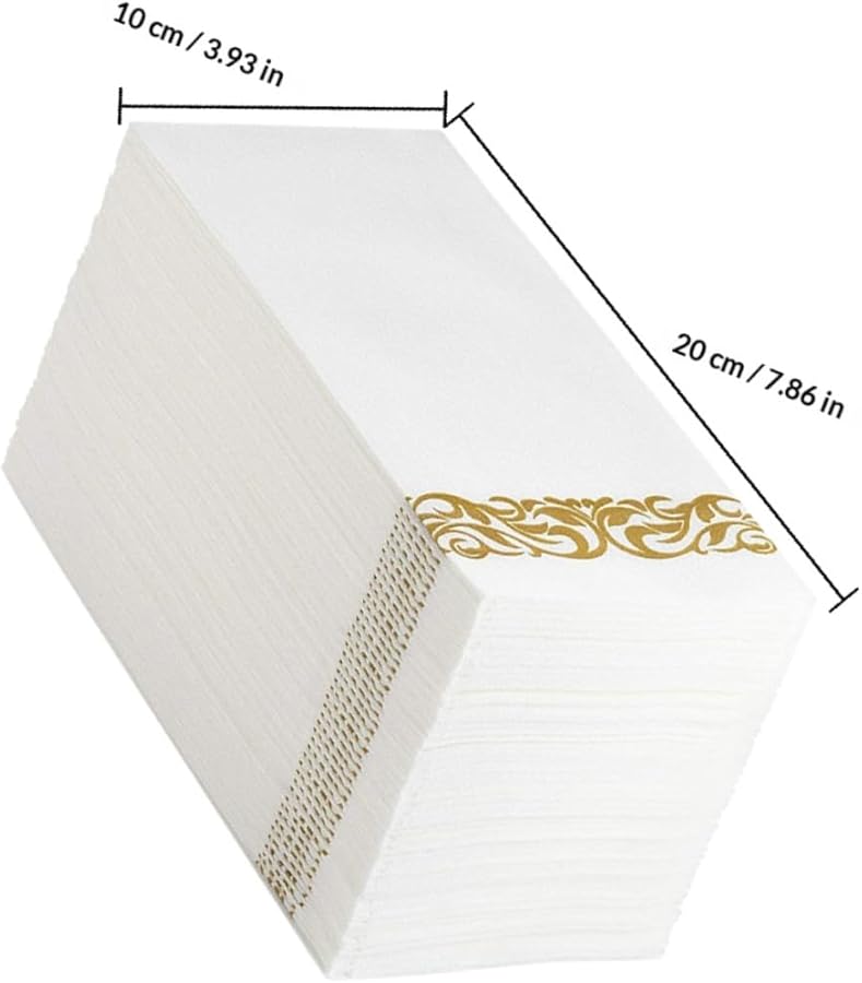 بالاكو 100 قطعة مناديل ورقية تستخدم لمرة واحدة 40x30 سم سميكة بنمط معدني لحفلات الزفاف والمطاعم - Image 2